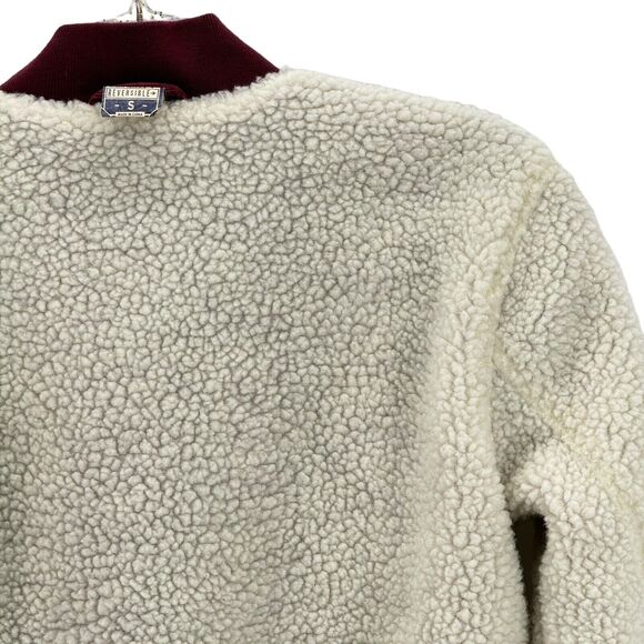 FAHERTY Reversible Surplus Bomber Corduroy Sherpa Jacket Maroon Pockets SZ S - Picture 4 of 12